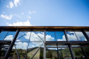 POV shot of the exterior of the house