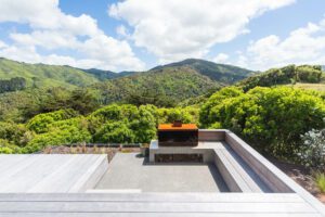 Deck with inset seating